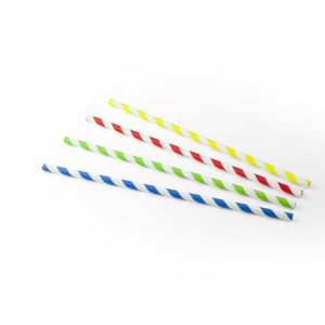 Sier drink rietje papier (FSC) streep assorti 6mm/ 23cm