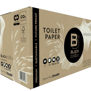 Black satino greengrow 2-laags toiletpapier doppenrol 100 meter