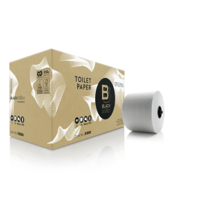 Black satino toiletpapier 2-laags doppenrol  recycled 100 meter