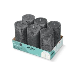Bolsius rustiek kaars 130/68mm 60 uur antraciet grijs