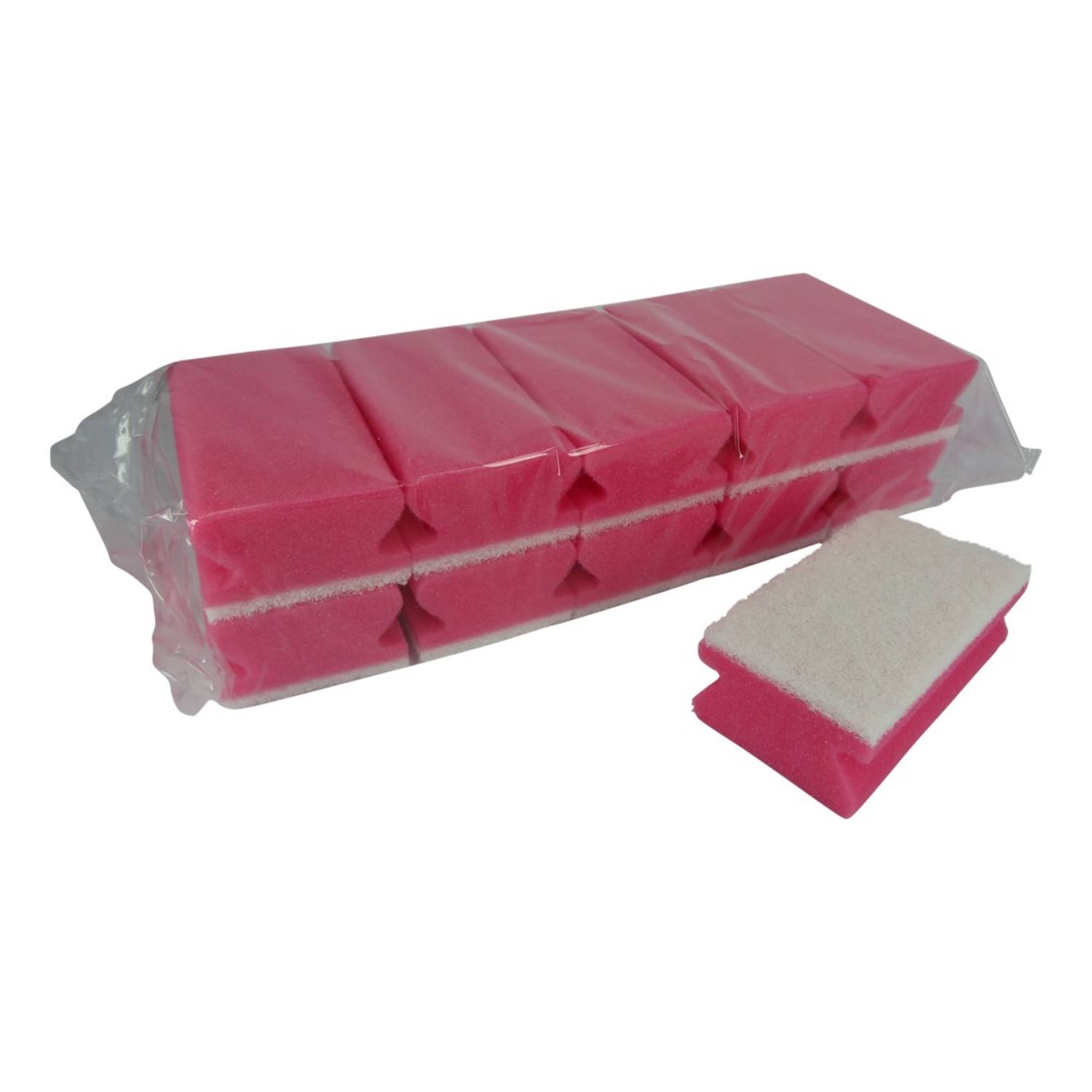 Schuurspons met grip krasvrij rood/wit