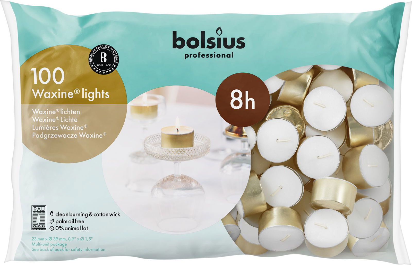 Bolsius theelicht goud 8u