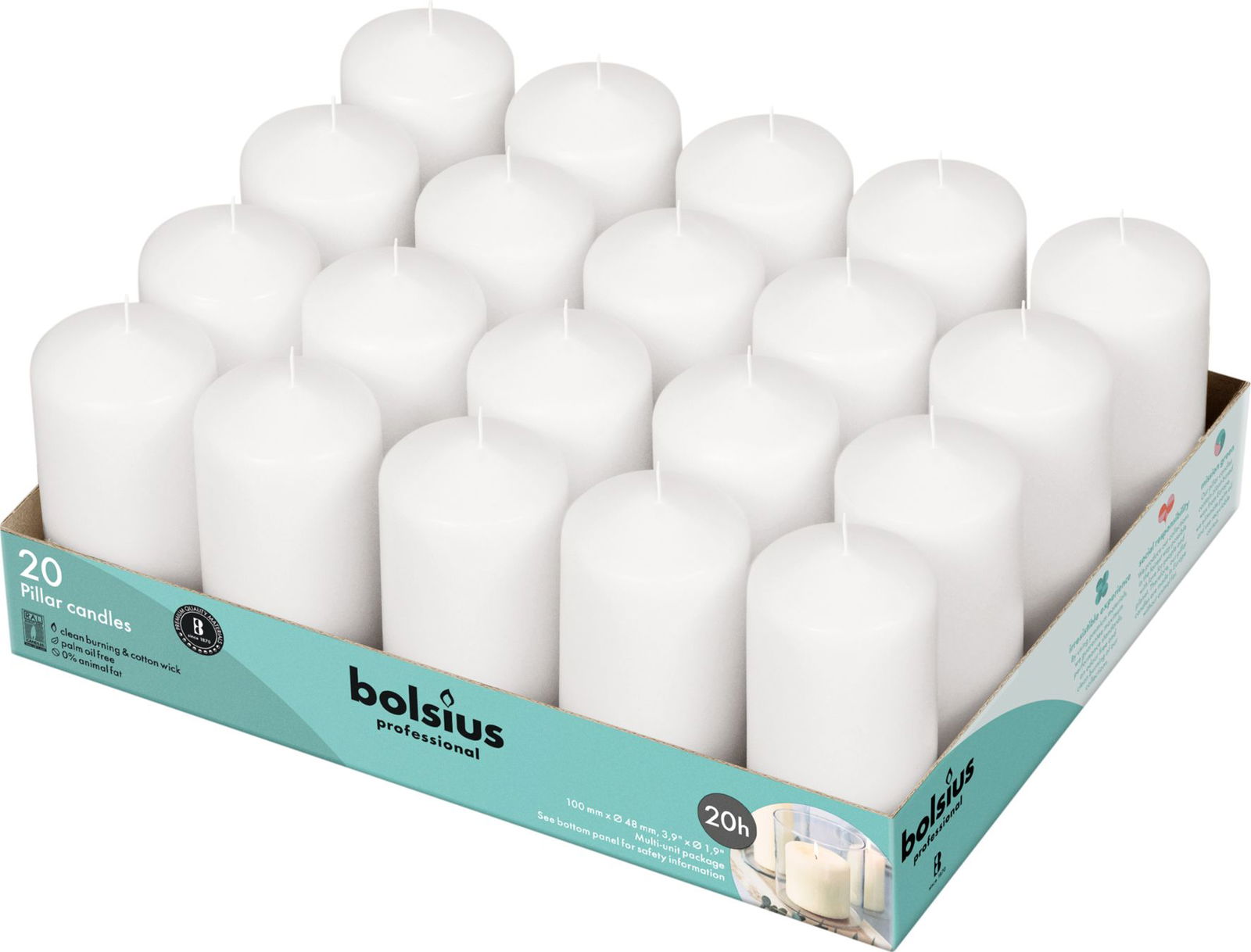 100:48 bolsius stompkaars wit